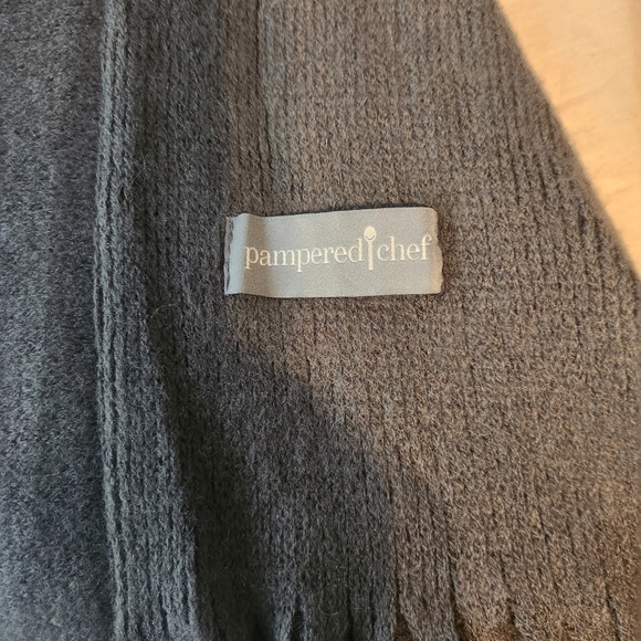 Pampered Chef Black and White Striped Poncho - Picture 2 of 2